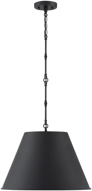 Savoy House 7-231-1-89 Alden Traditional Metal Opaque Pendant, 1-Light 60 Watt, 13" H x 18" W, Matte Black