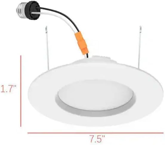 Commercial Electric 5/6 in. Matte White Integrated LED Recessed Trim 5-Ways Color Changing with Switch