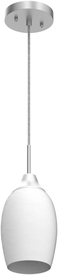 Viinew Mini Glass Pendant Light 1-Light with Handblown White Swirl Art Glass Adjustable Cord Brushed Nickel Finish 4.72" Modern Hanging Pendant Light for Kitchen Dining Room Living