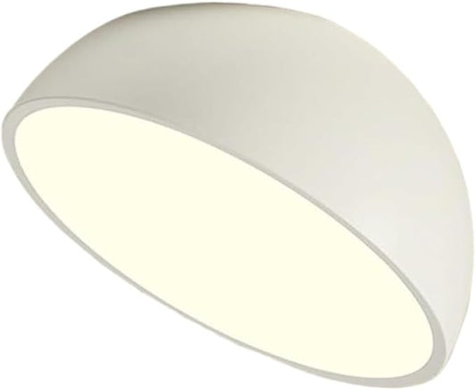 KISAD Modern and Minimalism Semi-Circular Ceiling Lights Iron Body Semi Flush Mount Ceiling Lamp Available in Black and White Three-Color Mode Ceiling Light Fixture for Bedroom(White,40CM/15.7IN)