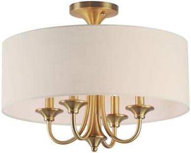 Maxim Lighting Bongo 4-Light Pendant/Semi-Flush Mount | Natural Aged Brass Finish | Linen Shade | Convertible Pendant Ceiling Light | 10013OMNAB