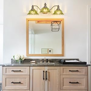 XIEDUN Brushed Nickel Green 3 Light Vanity Light Bathroom Light