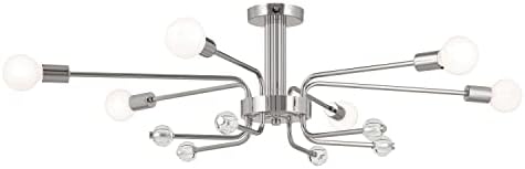 KICHLER Ocala 52602PN Flush Mount 6-Light 41.25˝ with Clear Crystal in Polished Nickel