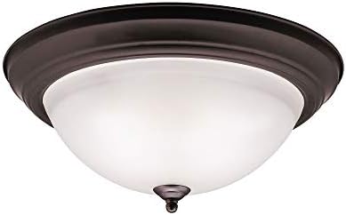 Kichler 8116NI Flush Mount Round Glass Ceiling Lighting, Brushed Nickel 3-Light (16" W x 7" H) 180 Watts