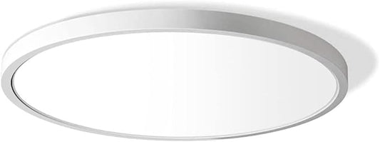 LightingWill 12 Inch LED Flush Mount Ceiling Light Fixture, 6000K Cool White, 3200LM, 24W, Flat Modern Round Lighting Fixture, 240W Equivalent White Ceiling Lamp for Kitchens, Bedrooms.etc.