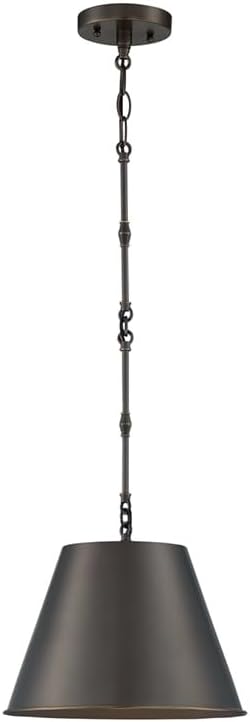Savoy House 7-232-1-323 Alden Traditional Metal Cone Pendant, 1-Light 60 Watt, 9" H x 12" W, Old Bronze