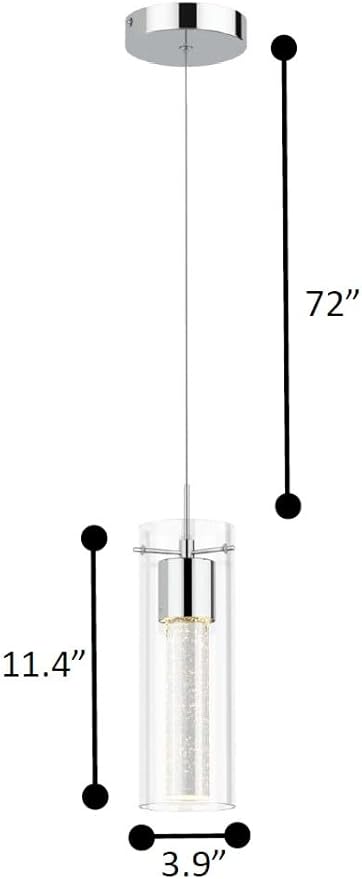 Tawson Alice 1-Light Pendant Ceiling Light Fixture, Integrated Led and Premium Bubble Glass, for Kitchen Island, Hallway, Entryway, Passway, Dining Room, Bedroom, Balcony Living Room