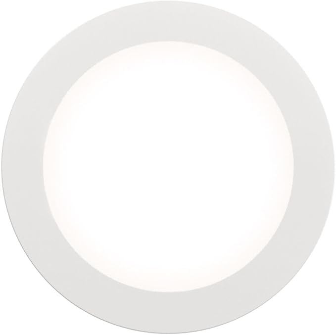 Juno Slim Basics 4 Inch LED Ceiling Light, Low Profile Surface Mount Downlight for Shower or Closet Lighting, 3000K/4000K/5000K Selectable White Light, Edged Trim, Wet Rated, Matte White