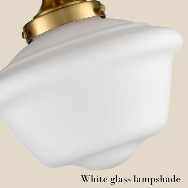 SAMTEEN Gold Semi Flush Mount Ceiling Light Modern Schoolhouse Ceiling Light Fixture Milk White Glass Flush Mount Light for Hallway Bedroom Kitchen Living Room, 10 Inches