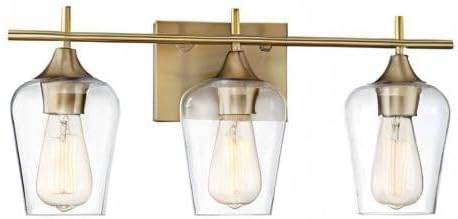 Savoy Essentials 8-4030-3-322 Octave Bohemian Clear Glass Bathroom Vanity Wall Light, 3-Light 180 Total Watts, 10" H x 21" W, Warm Brass