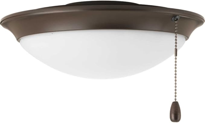 Progress Lighting 1-Light Universal Low Ceiling Fan Light Kit for AirPro Collection Ceiling Fans, Low Profile Design, Includes 1 LED Light Bulb, Brushed Nickel