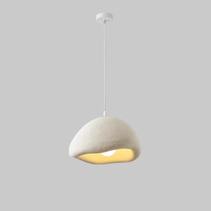 Scandinavian Pendant Lights Kitchen Island Beige White Concrete Cement Look Pendant Light Dome Hanging Lamp Wabi Sabi Chandelier - Small