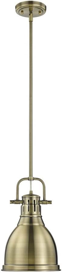 Golden Lighting 3604-S BLK-RD Duncan Pendant, Matte Black with Red Shade