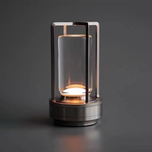 Crystal Lantern lamp with Touch Dimming, Rechargeable LED Table Lamp, 3-Color Adjustable Brightness,4200mAh Battery Powered Desk Light for Bedroom, Restaurant, Outdoor