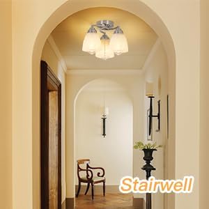 3-Light Flush Mount Ceiling Light with Pull Chain, Modern Nickel Lighting Fixtures with Alabaster Glass for Kitchen Island Dining Room Bedroom Farmhouse Foyer Hallway