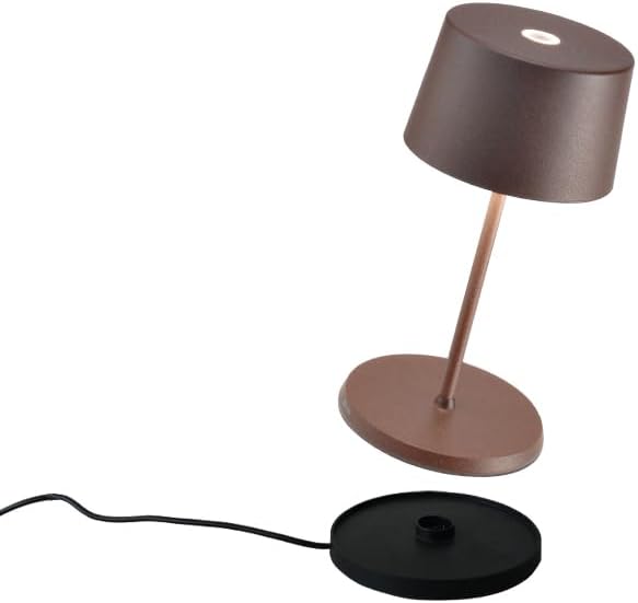 Zafferano, Olivia Mini Lamp, Portable and Rechargeable Table Lamp with Touch Controls, Suitable for Indoor and Outdoor, Dimmer, 2200-3000 K, Height 8.7 Inches, Rust Color