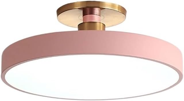 Minimalism Round LED Ceiling Light Modern Semi-Flush Mount Ceiling Lamp Close to Ceiling Light Fixture for Aisles Entrances Cloakroom Corridor Bedroom(Stepless Dimming,40cm-Pink)