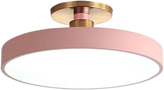 Minimalism Round LED Ceiling Light Modern Semi-Flush Mount Ceiling Lamp Close to Ceiling Light Fixture for Aisles Entrances Cloakroom Corridor Bedroom(Warm Light 3000K,50cm-Pink)