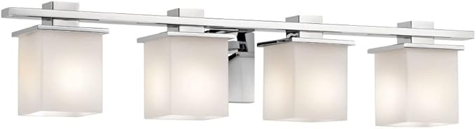 Kichler Tully 32" 4 Light Vanity Light with Satin Etched Cased Opal Glass Antique Pewter