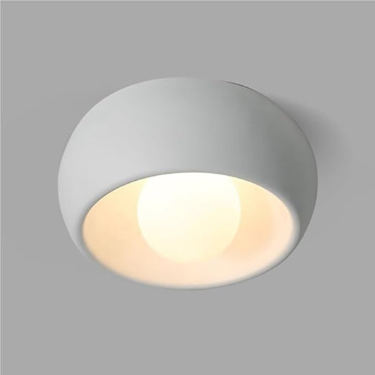 Minimalist Round Close to Ceiling Light Fixtures, Cream Resin Ceiling Lamp Modern Dimmable Small Ceiling Lighting for Hallway Entryway Balconies 11.81"(White)
