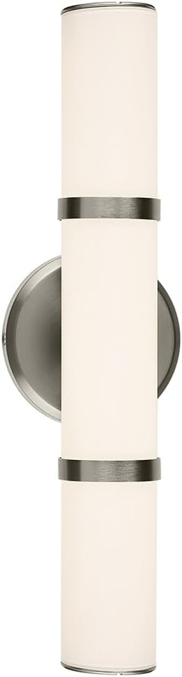 Kichler Rosh 18" LED Bathroom Vanity Light Fixture with White Glass in Brushed Nickel, Modern Minimalist Bath Bar for Mirror, Dimmable (18" W x 5" H), 55187NILED