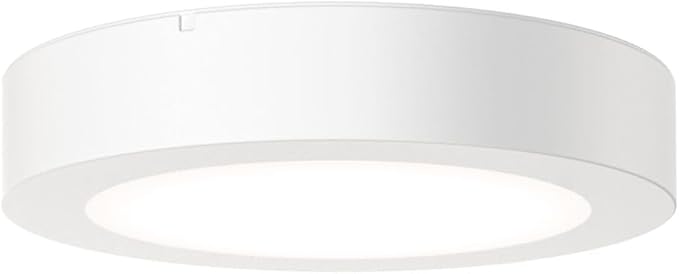Juno Slim Basics 4 Inch LED Ceiling Light, Low Profile Surface Mount Downlight for Shower or Closet Lighting, 3000K/4000K/5000K Selectable White Light, Edged Trim, Wet Rated, Matte White, 6 Pack