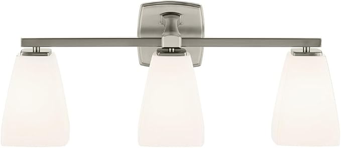 Kichler Marant 21.25" 3-Light Bathroom Vanity Light Fixture with Opal Glass in Brushed Nickel for Mirror, Modern Wall Mount Lighting (21.25" W x 9.5" H), 55216NI