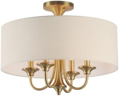 Maxim Lighting Bongo 4-Light Pendant/Semi-Flush Mount | Natural Aged Brass Finish | Linen Shade | Convertible Pendant Ceiling Light | 10013OMNAB