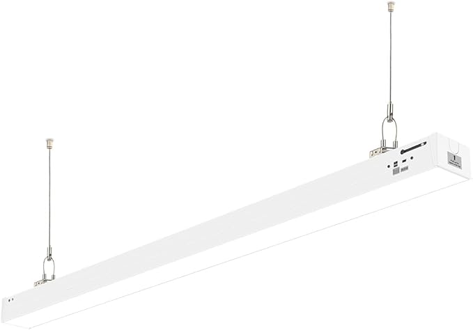 DAKASON 4FT Linkable LED Linear Light, 50W/40W/30W, 3000K/4000K/5000K CCT Selectable, Commercial Linear Lighting Fixture for Office, Dimmable Suspended/Flush Mount Light, White 1 Pack