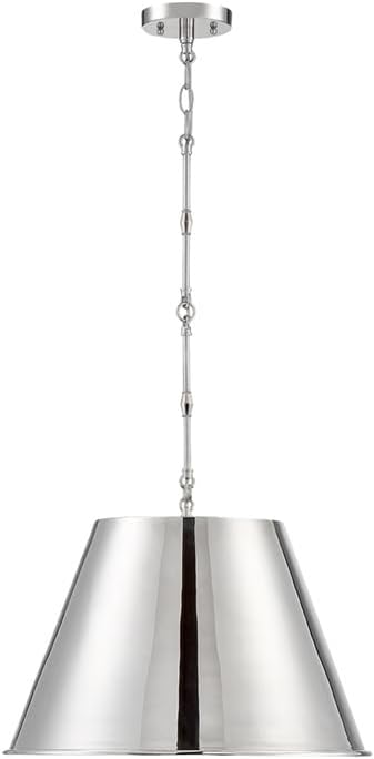 Savoy House 7-231-1-109 Alden Traditional Metal Cone Pendant, 1-Light 60 Watt, 13" H x 18" W, Polished Nickel
