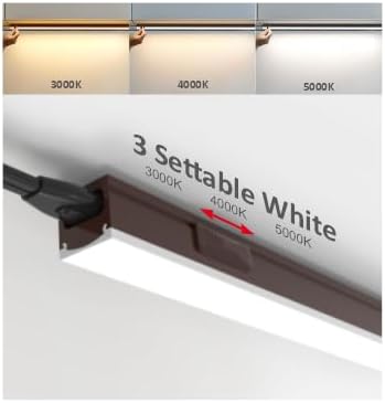 Leetdud Under Cabinet Lighting Plug in, 12 Inch 1 Pc, Linkable AC120V 3CCT 3000K/4000K/5000K Ultra Slim, LED Under Cabinet Lights for Counter Light, Kitchen, Shelf, Sink, Workshop, Desk, Bronze