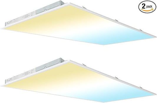 kadision 2x4 LED Flat Panel Light 5000K/4000K/3500K, 60W 50W 40W 30W 25W Adjustable, 6600LM 0-10V Dimmable Drop Ceiling Lights, 100-277V ETL-Listed, 2-Pack