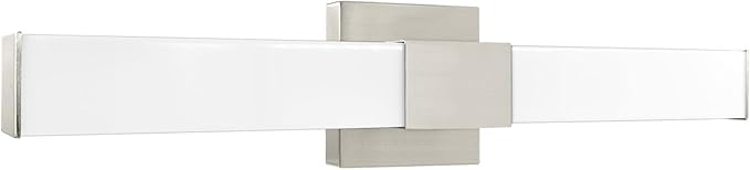 LUXRITE LED Bathroom Vanity Light Fixtures Square 24 Inch Brushed Nickel 5 CCT 2700K-5000K Selectable Over Mirror Vanity Lights Modern Wall Light Bar 24W 1500 Lumens CRI 90 Dimmable Damp Rated ETL