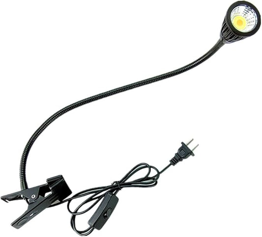 QUANS 5W 3 Colors LED COB Clip on Light Black 19.68 INCH 50 CM Tube Desk Flexible Table Bed Lamp Work Home Design Lighting 110V 220V 85-265VAC with US Plug Switch on Off 500LM (Black)