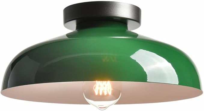 DIRYZON Modern Green Ceiling Light, Macarons Kitchen Lighting Fixtures, Industrial Metal 12-Inch Bedroom Ceiling Light