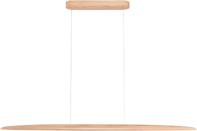 YISDESIGN 39" 24W Wood LED Linear Pendant Light Fixture Led Dining Room Light Dimmable Hanging Light Fixture for Dining Room Kitchen Island Pool Table Lights Natural Wood Color