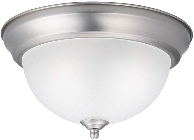 Kichler 8111NI Flush Mount Round Glass Ceiling Lighting, Brushed Nickel 2-Light (12" W x 7" H) 120 Watts