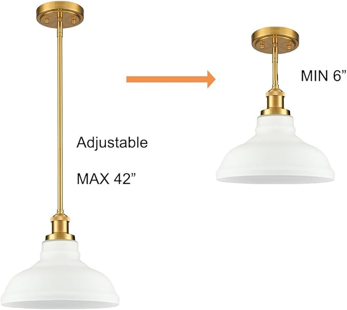 HOLKIRT Modern Pendant Light Fixtures Gold Pendant Lights Kitchen Island Hanging Lights for Bedroom Dining Room Bathroom with Dome Opal Glass,Adjustable Height