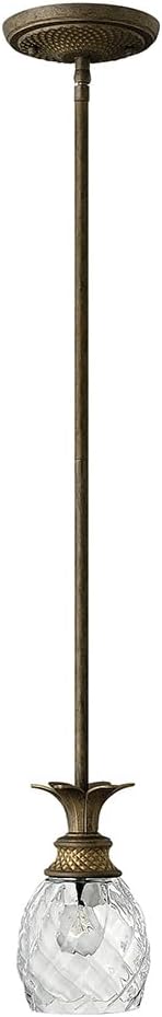 Hinkley Plantation Extra Small Single Pendant Light, Pineapple Design, Clear Optic Glass, Adjustable Height, Pearl Bronze Finish