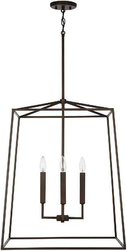 Capital Lighting 537643AD Thea Lantern Foyer Pendant, 4-Light 240 Total Watts, 28" H x 22" W, Aged Brass