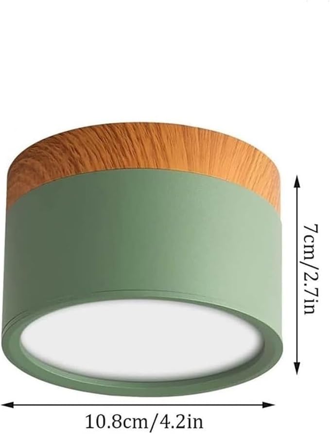 KISAD Nordic Modern and Minimalism Ceiling Lights Macaron Color Semi Flush Mount Ceiling Light Cylindrical Ceiling Light Fixture for Bedroom(Green)