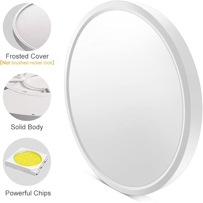 LightingWill 12 Inch LED Flush Mount Ceiling Light Fixture, 4000K Nurture White, 3200LM, 24W, Flat Modern Round Lighting Fixture, 240W Equivalent White Ceiling Lamp for Kitchens, Bedrooms.etc.