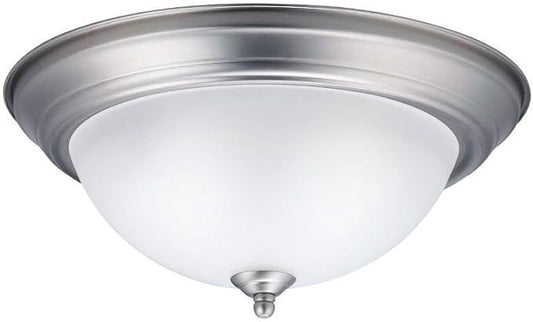 Kichler 8112NI Flush Mount Round Glass Ceiling Lighting, Brushed Nickel 2-Light (14" W x 6" H) 60 Watts, 13.25" Width