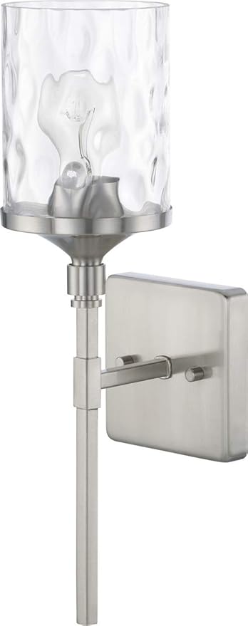 HomePlace Lighting 628811BN-451 Colton Urban/Industrial Clear Water Glass Torchiere Wall Sconce, 1-Light 100 Watt, 17" H x 5" W, Brushed Nickel