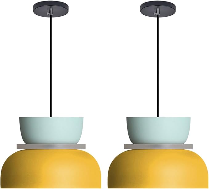 Macaron Kitchen Island Pendant Light Boho Yellow Blue Lamp Shade Mid Century Modern Hanging Light Fixtures Nordic Retro Hanging Pendant Light for Entrance Laundry Room Breakfast Nook