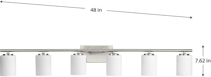 Progress Lighting Replay Collection 48 in. 6-Light Brushed Nickel Etched White Glass Modern Bath Vanity Light
