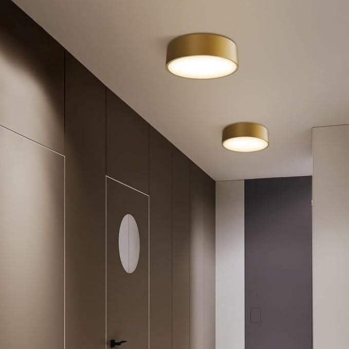 KISAD Modern Minimalist Ultra-Thin Copper Flush Mount Ceiling Light Nordic Round 3-Color Dimmable Ceiling Lamp Indoor Home Decor Fixture for Hallway Entryway Bedroom