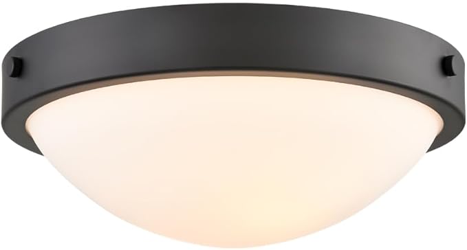Black Flush Mount Ceiling Light Milk Glass Shade Ceiling Light Fixture Farmhouse 2-Light Modern Black Glass Flush Mount Light for Hallway Kitchen Bedroom Foyer