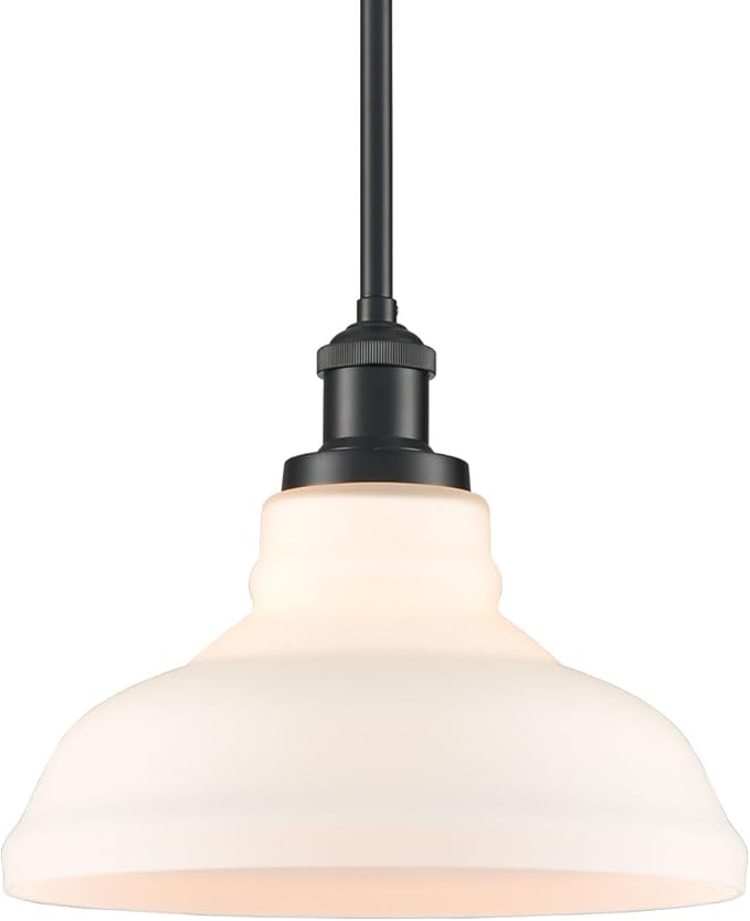 HOLKIRT Black Kitchen Pendant Light with Opal Glass Dimmable Hanging Rod Pendant Lighting for Kitchen Island, Kitchen Sink,Bedroom Dining Foyer,Adjustable Height