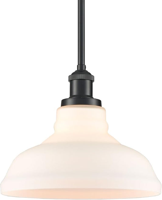 HOLKIRT Black Kitchen Pendant Light with Opal Glass Dimmable Hanging Rod Pendant Lighting for Kitchen Island, Kitchen Sink,Bedroom Dining Foyer,Adjustable Height